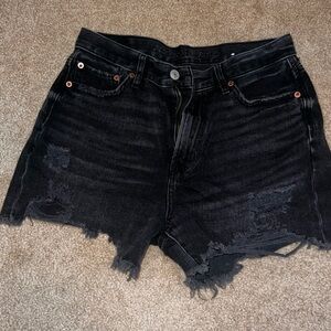 American Eagle Outfitters Black Distressed Jean Shorts